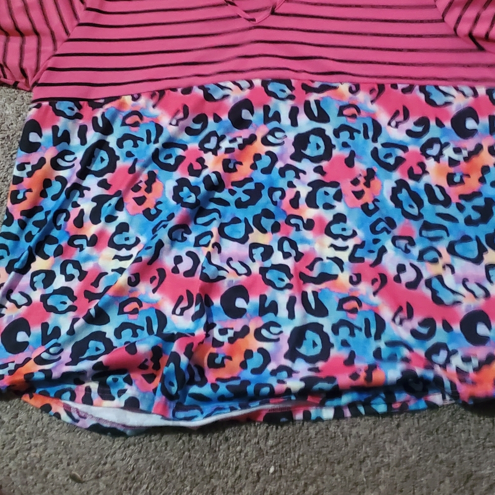 Vibrant Pink and Multicolor Leopard Print Blouse